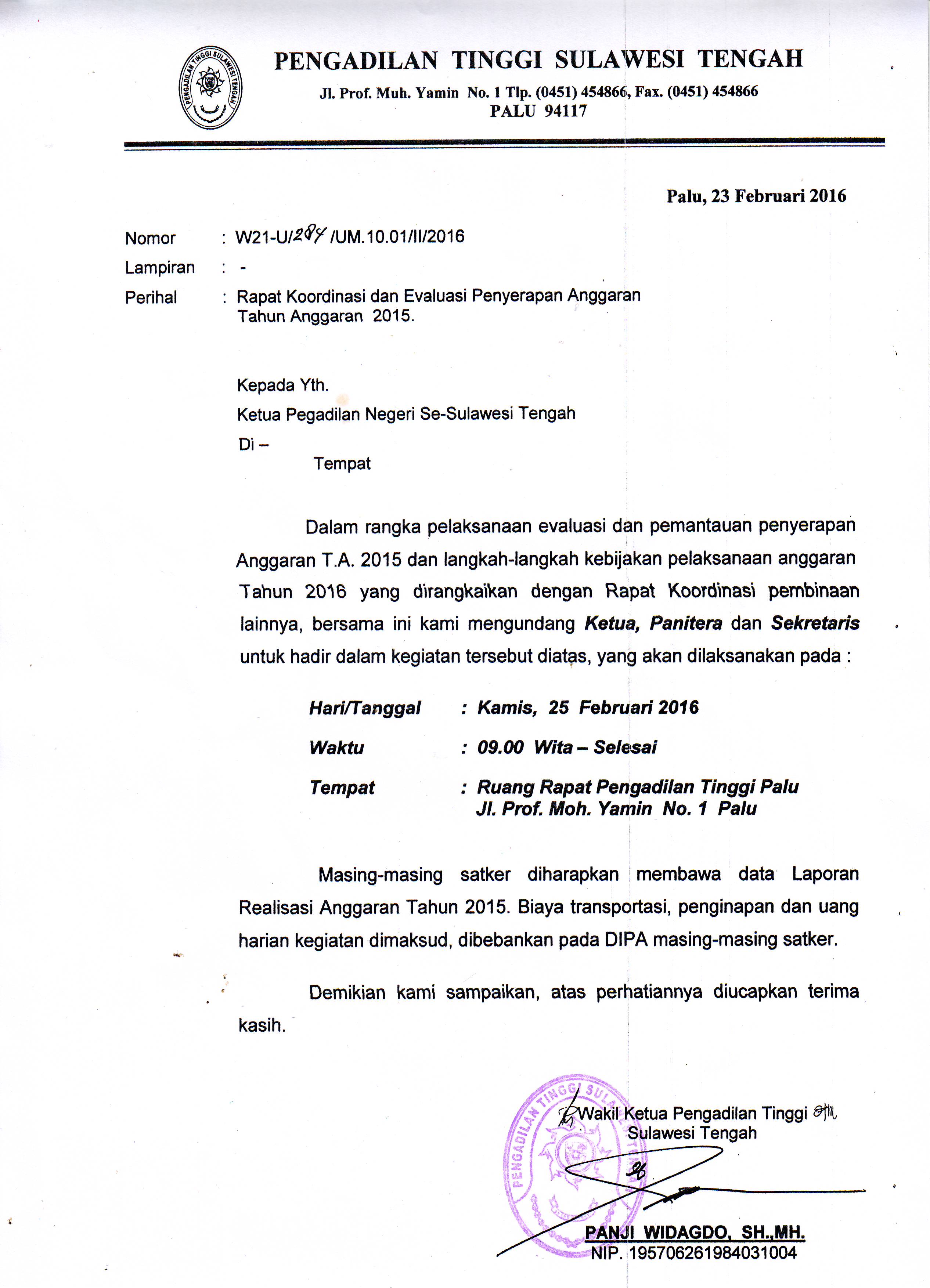 Rapat Undangan Kordinasi kepaniteraan dan kesekretariatan